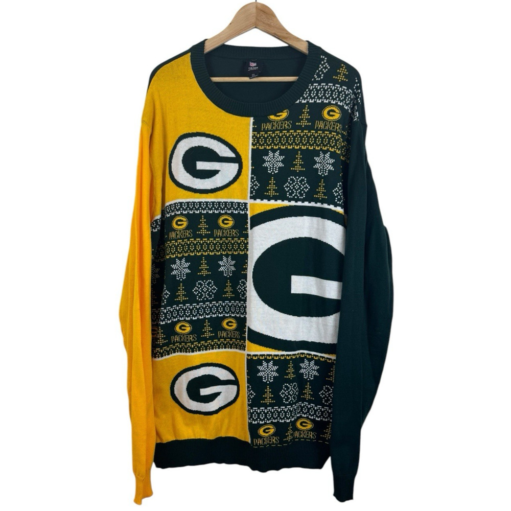 NFL Licensed Men's Size‎ 2XL Green Bay Packers Green/Gold Ugly Christmas Sweater